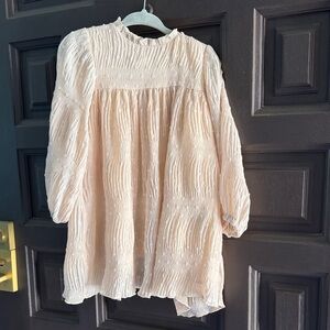 Zara Beige Ruffled Edge Top